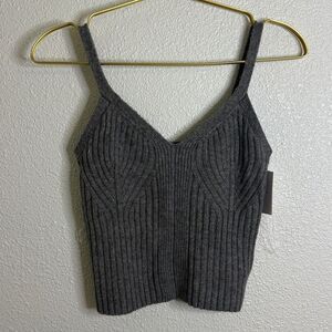 Auden Gray Ribbed Knit Sweater- XS